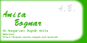 anita bognar business card